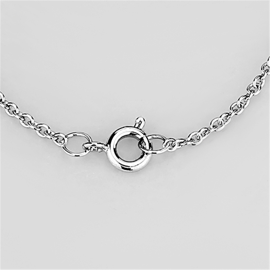 3W453 - Brass Necklace Rhodium Women AAA Grade CZ Clear