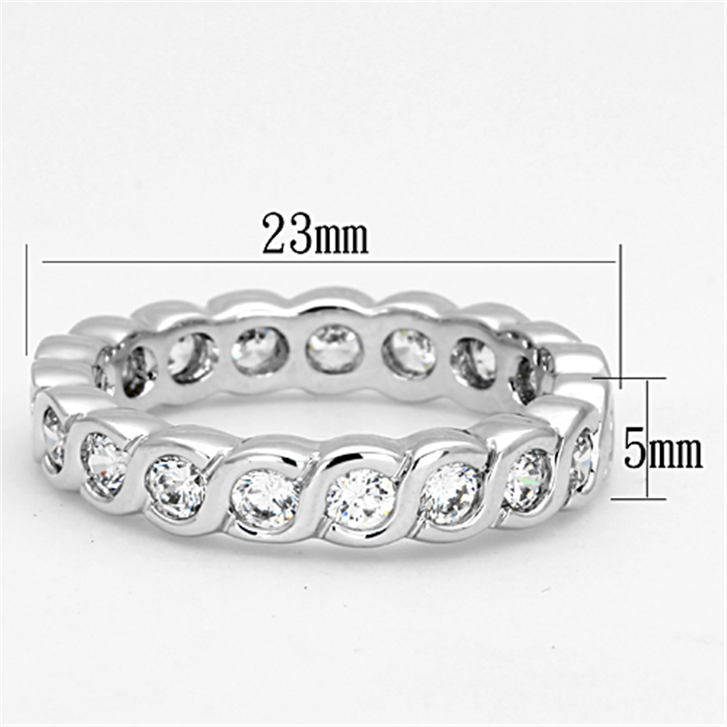 3W462 - Brass Ring Rhodium Women AAA Grade CZ Clear