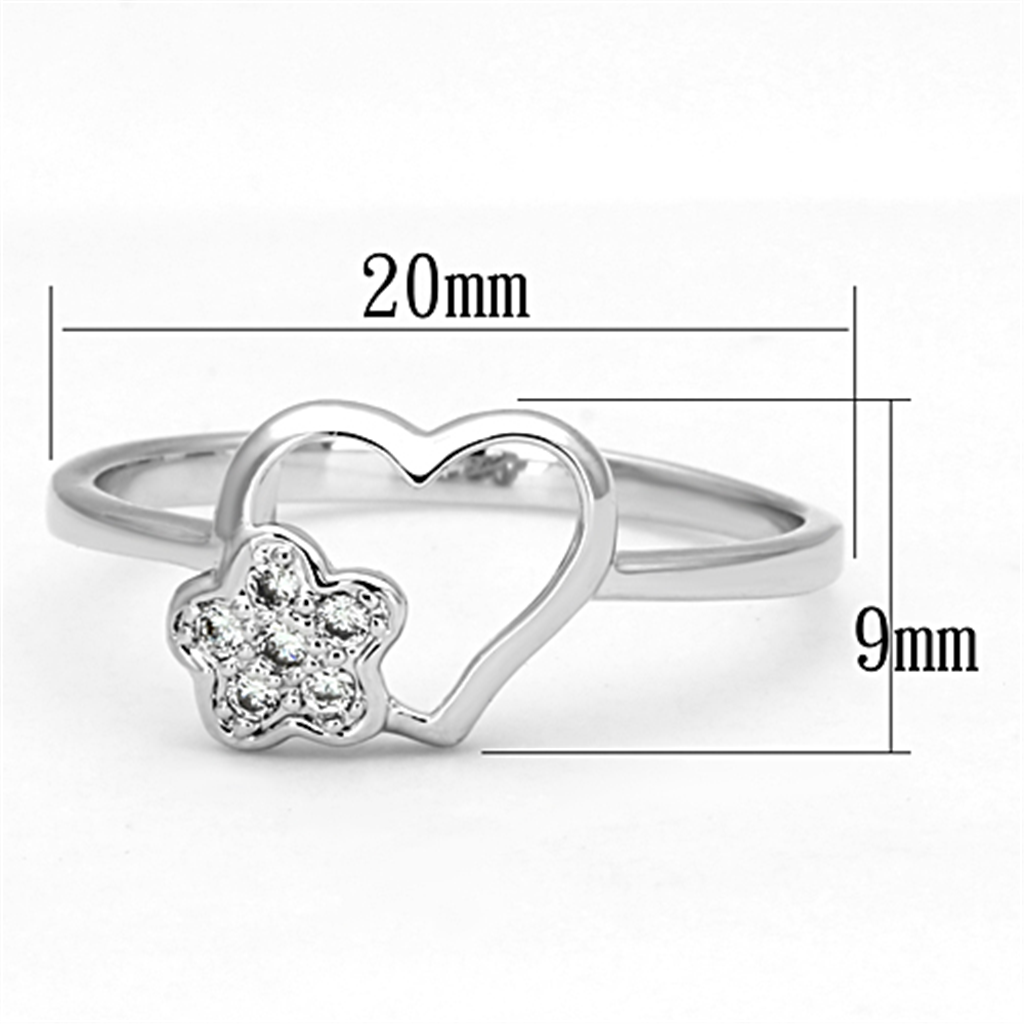 3W472 - Brass Ring Rhodium Women AAA Grade CZ Clear