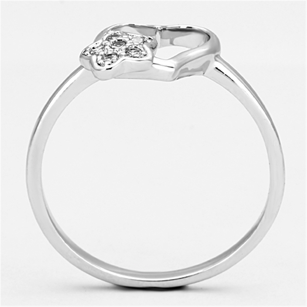 3W472 - Brass Ring Rhodium Women AAA Grade CZ Clear