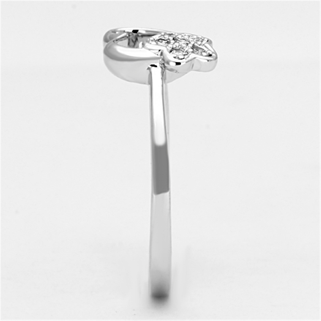 3W472 - Brass Ring Rhodium Women AAA Grade CZ Clear