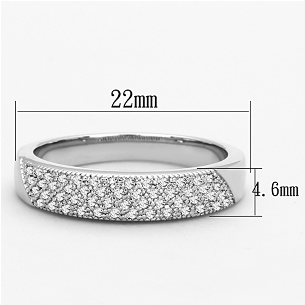 3W482 - Brass Ring Rhodium Women AAA Grade CZ Clear