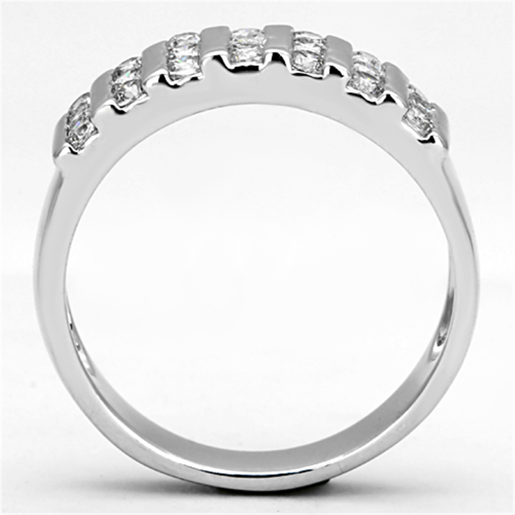 3W488 - Brass Ring Rhodium Women AAA Grade CZ Clear