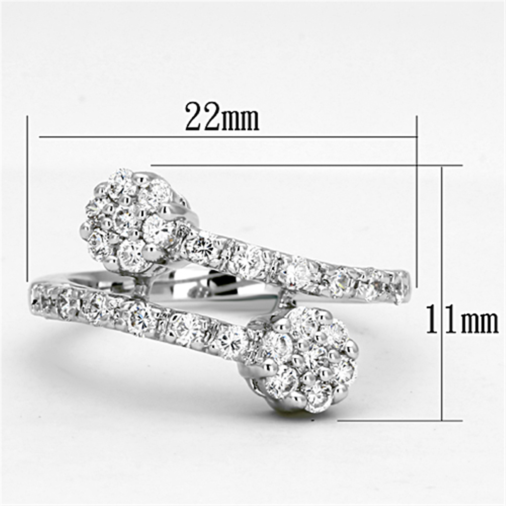 3W490 - Brass Ring Rhodium Women AAA Grade CZ Clear