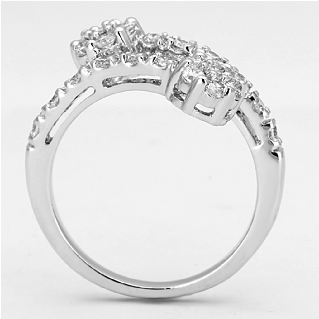 3W490 - Brass Ring Rhodium Women AAA Grade CZ Clear