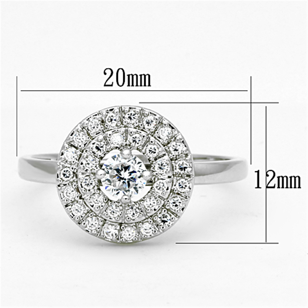 3W493 - Brass Ring Rhodium Women AAA Grade CZ Clear