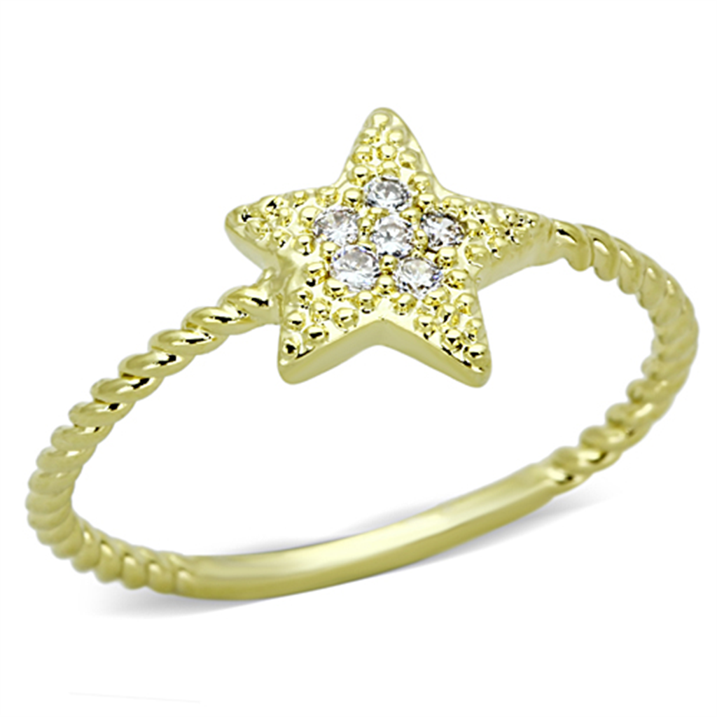 3W500 - Brass Ring Gold Women AAA Grade CZ Clear