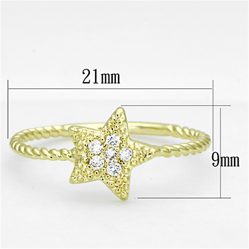 3W500 - Brass Ring Gold Women AAA Grade CZ Clear