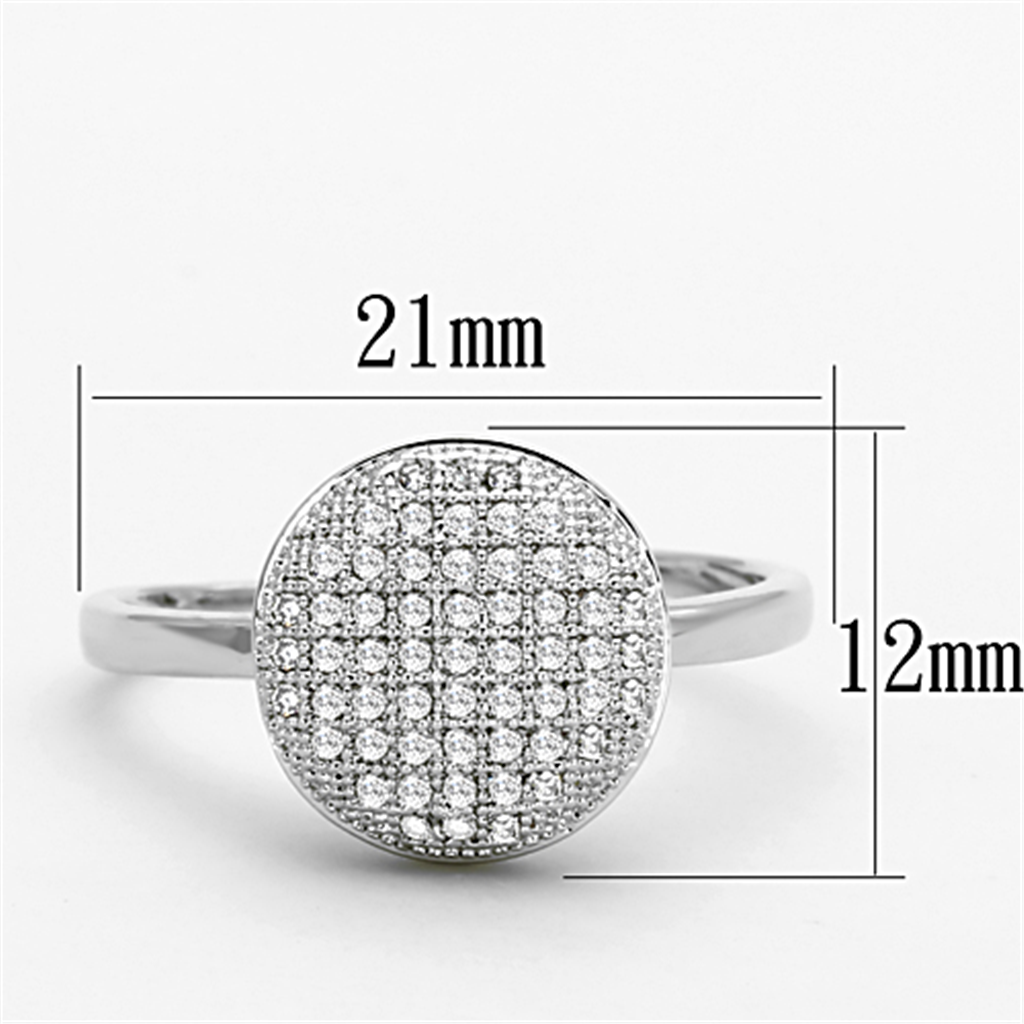 3W502 - Brass Ring Rhodium Women AAA Grade CZ Clear