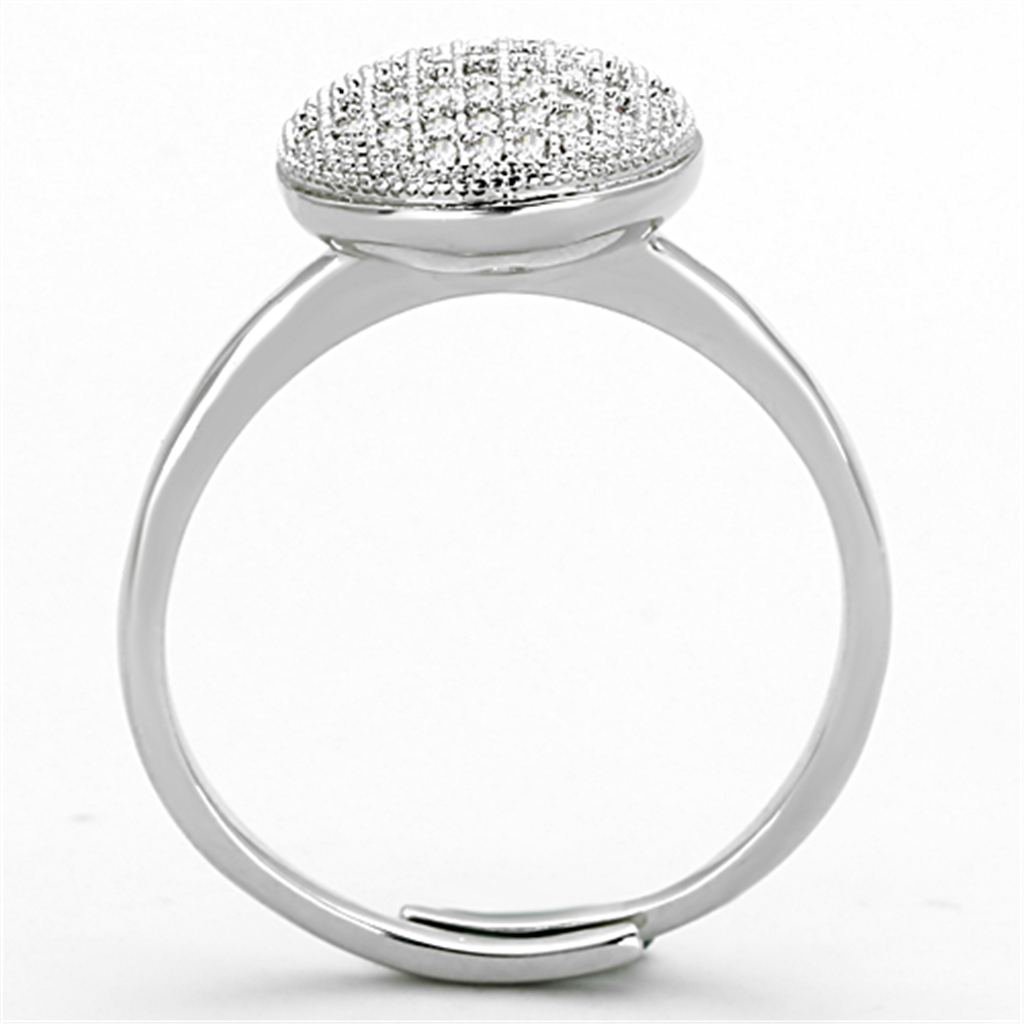 3W502 - Brass Ring Rhodium Women AAA Grade CZ Clear