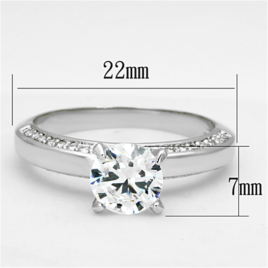 3W504 - Brass Ring Rhodium Women AAA Grade CZ Clear