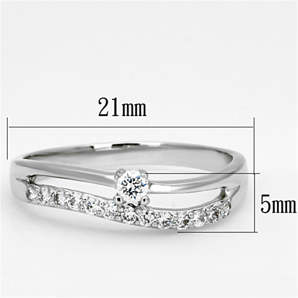 3W505 - Brass Ring Rhodium Women AAA Grade CZ Clear