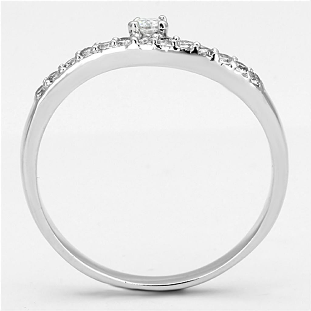 3W505 - Brass Ring Rhodium Women AAA Grade CZ Clear