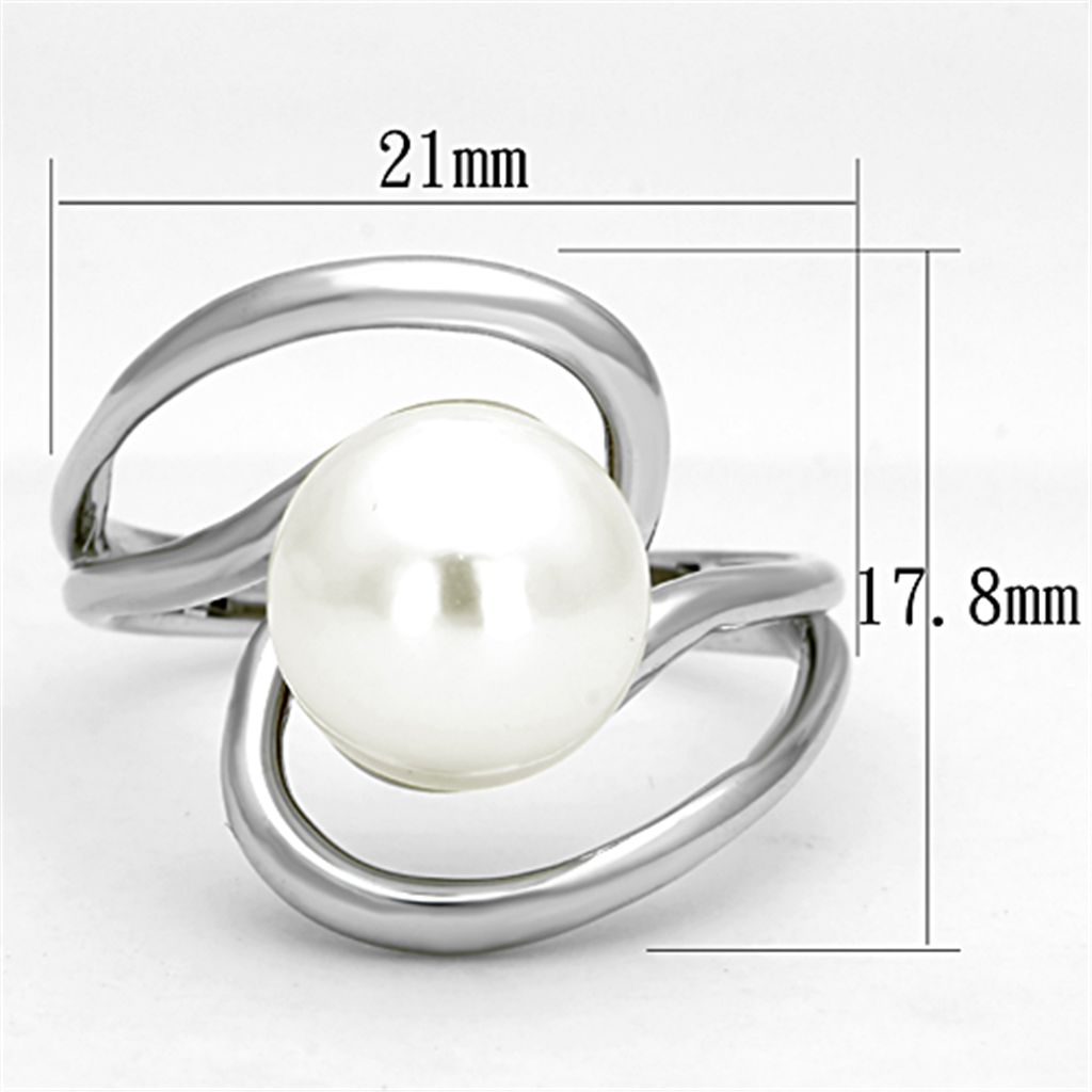 3W512 - Brass Ring Rhodium Women Synthetic White