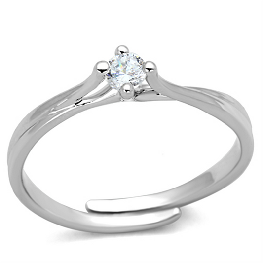 3W520 - Brass Ring Rhodium Women AAA Grade CZ Clear