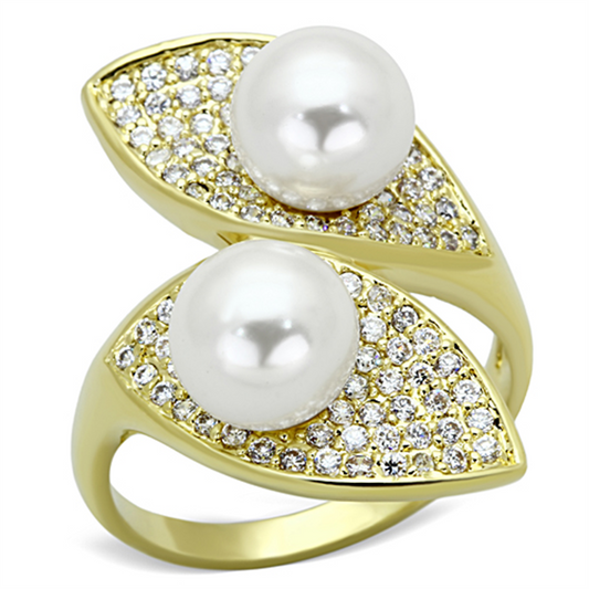 3W522 - Brass Ring Gold Women Synthetic White