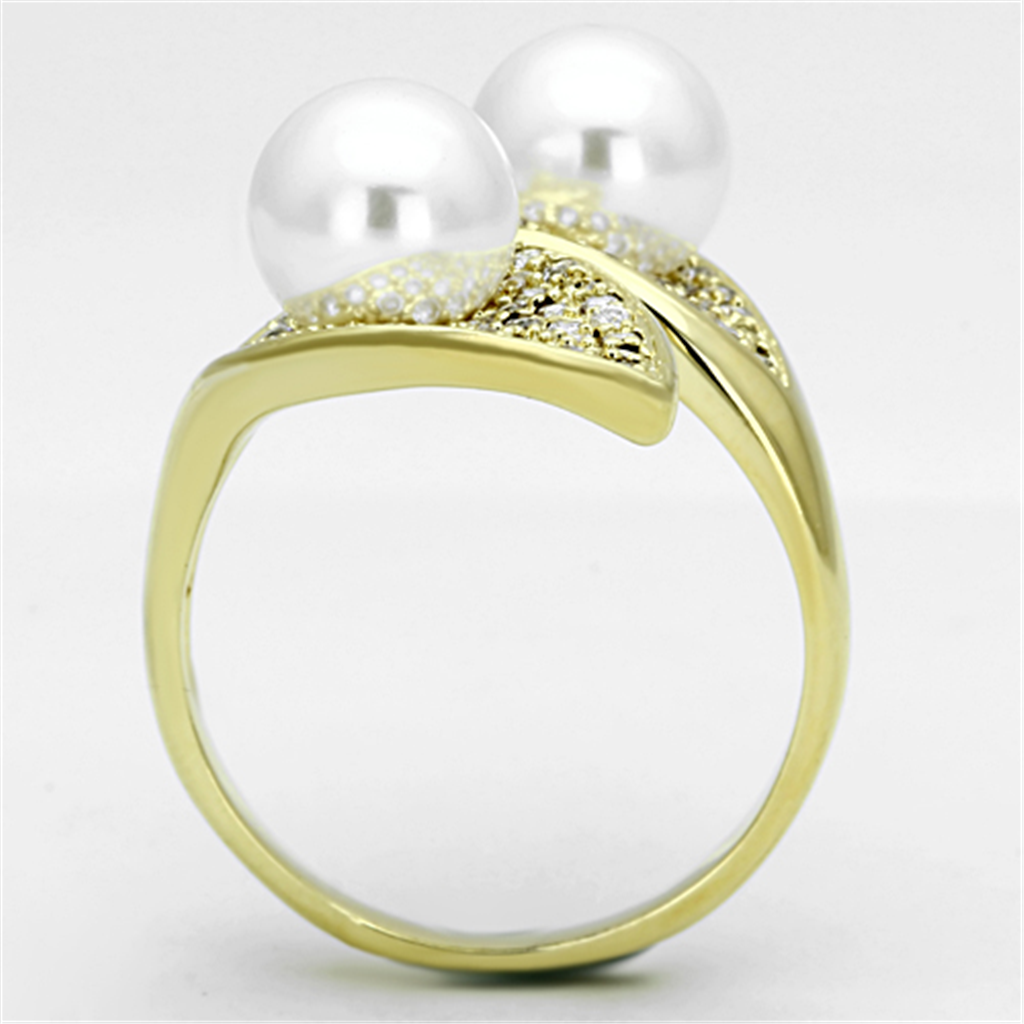 3W522 - Brass Ring Gold Women Synthetic White