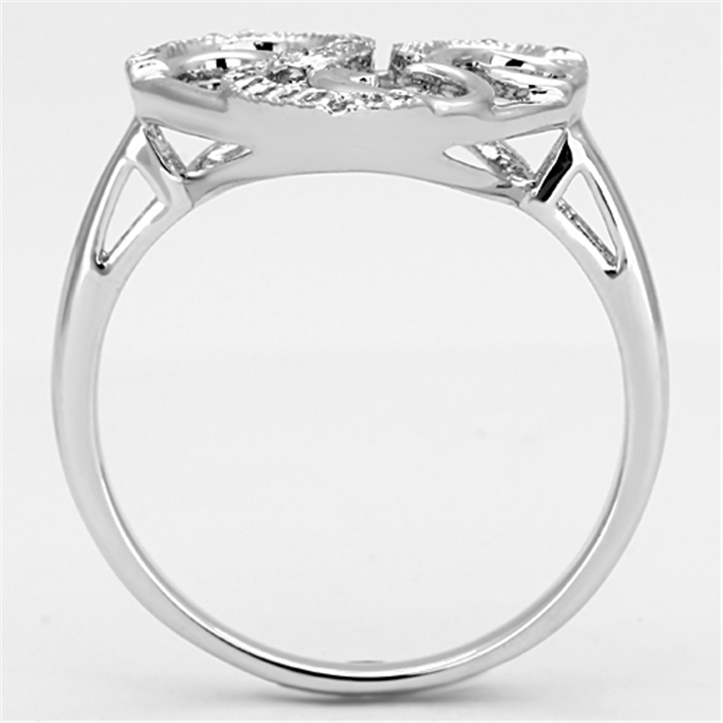 3W524 - Brass Ring Rhodium Women AAA Grade CZ Clear