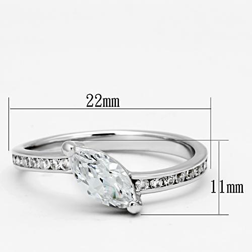 3W528 - Brass Ring Rhodium Women AAA Grade CZ Clear