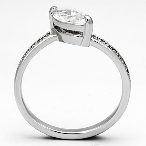 3W528 - Brass Ring Rhodium Women AAA Grade CZ Clear