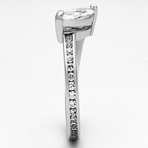 3W528 - Brass Ring Rhodium Women AAA Grade CZ Clear