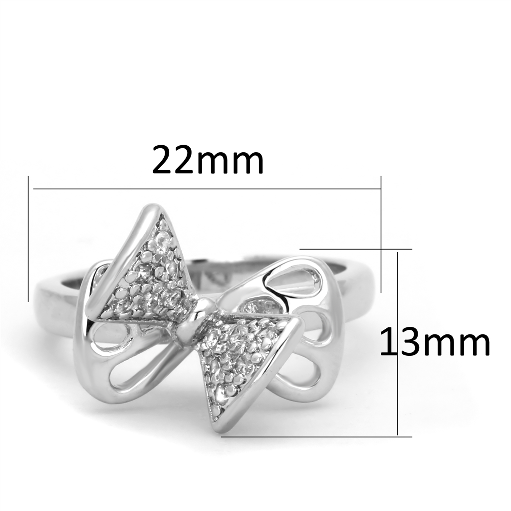 3W570 - Brass Ring Rhodium Women AAA Grade CZ Clear