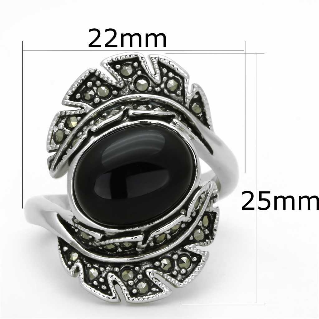 3W597 - Brass Ring Rhodium Women Synthetic Jet