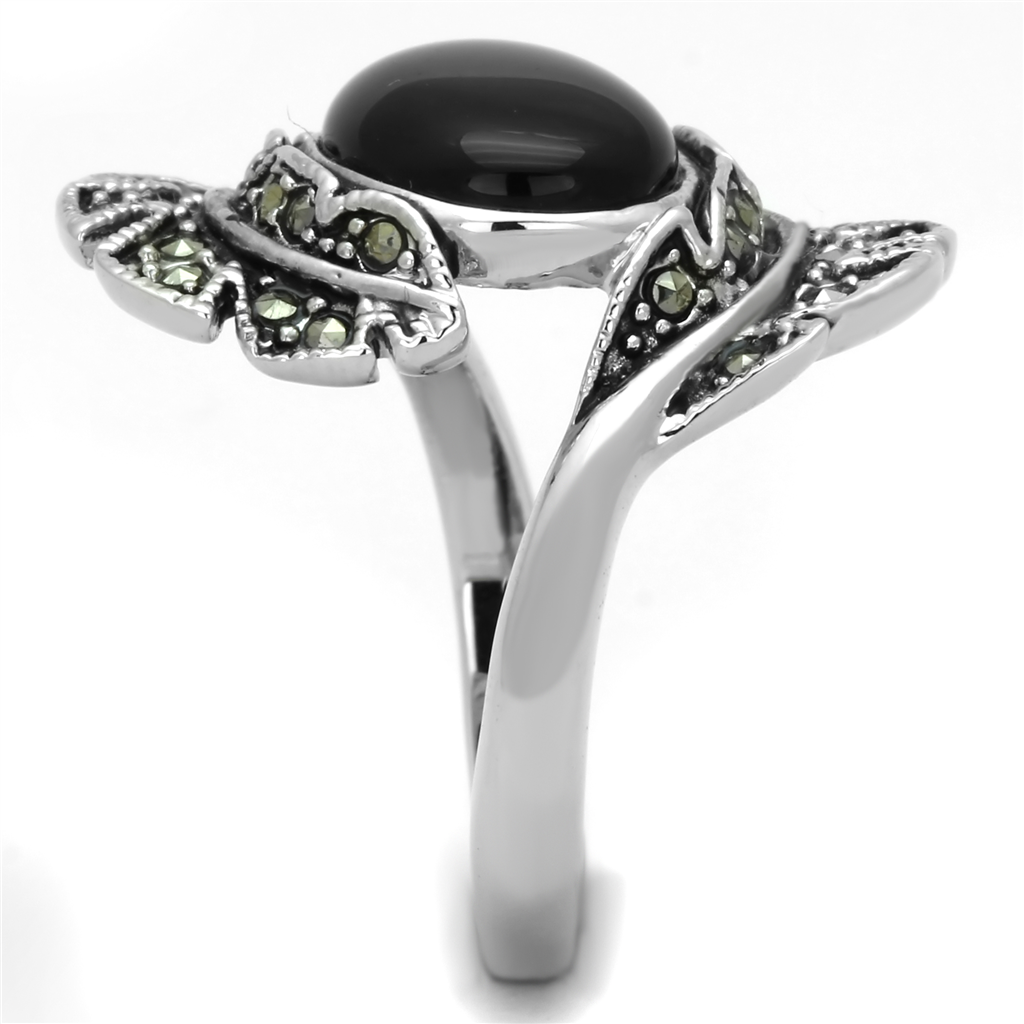 3W597 - Brass Ring Rhodium Women Synthetic Jet