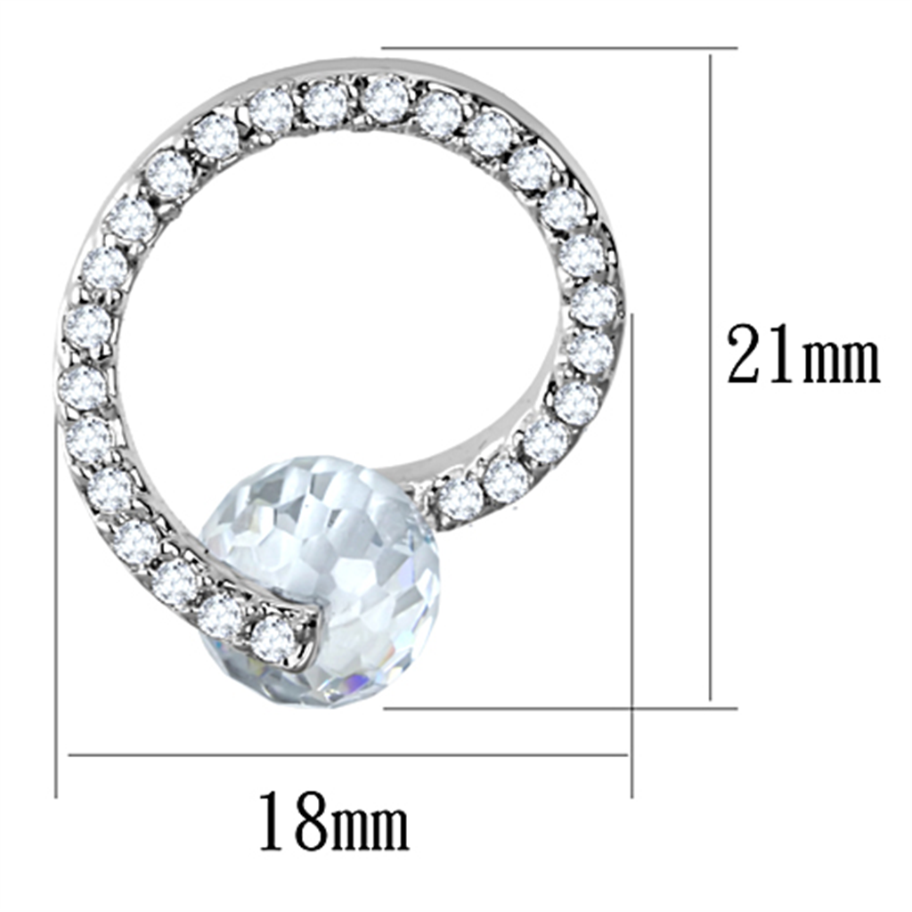 3W626 - Brass Earrings Rhodium Women AAA Grade CZ Clear