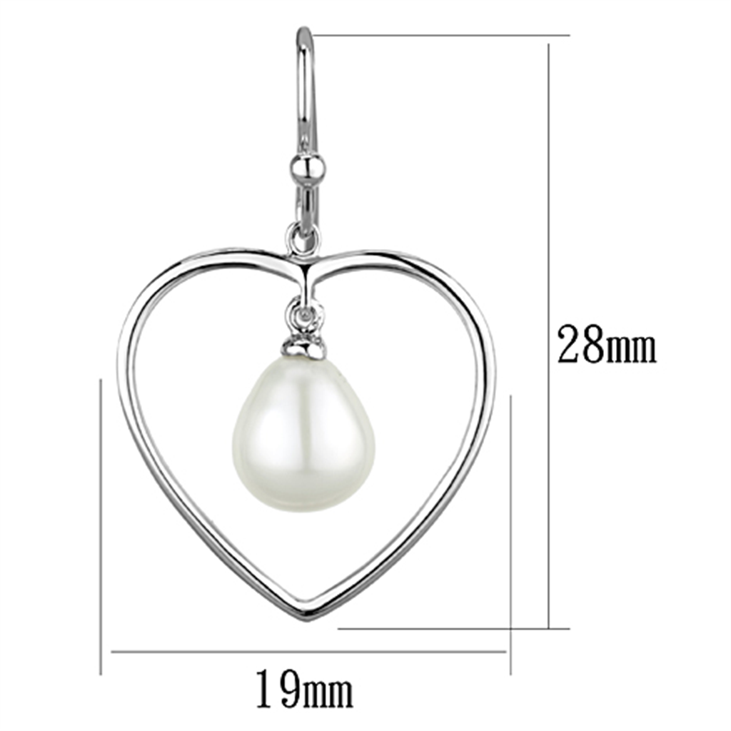 3W630 - Brass Earrings Rhodium Women Semi-Precious White