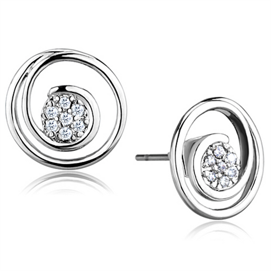 3W638 - Brass Earrings Rhodium Women AAA Grade CZ Clear