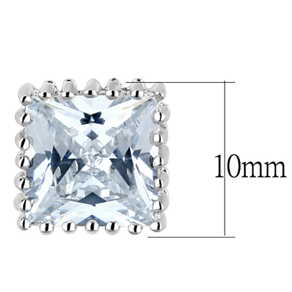 3W700 - Brass Earrings Rhodium Women AAA Grade CZ Clear