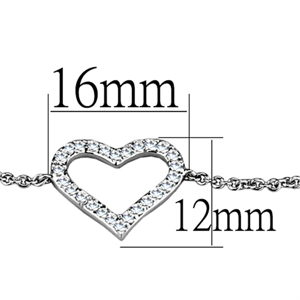 3W713 - Brass Bracelet Rhodium Women AAA Grade CZ Clear