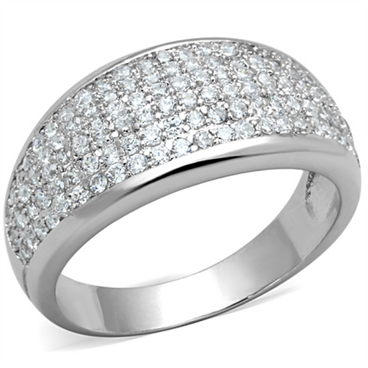 3W730 - Brass Ring Rhodium Women AAA Grade CZ Clear