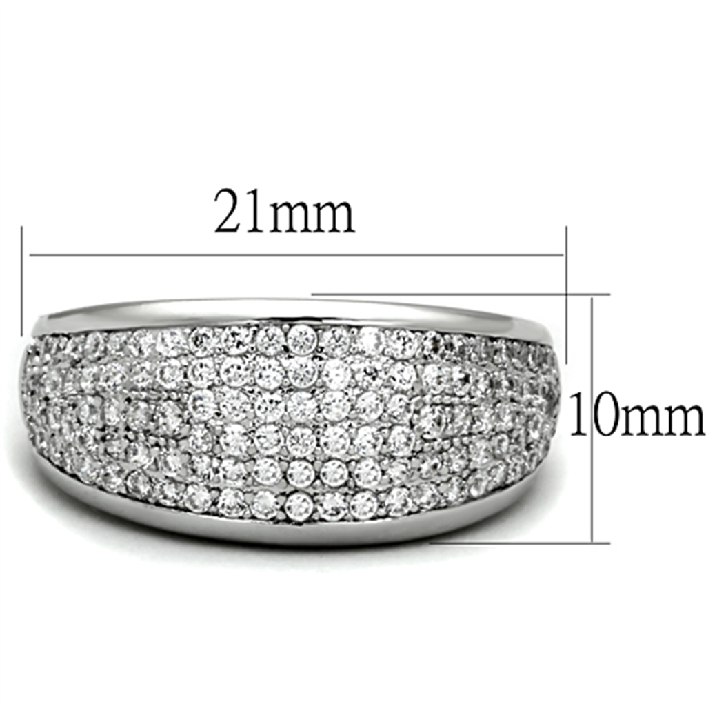 3W730 - Brass Ring Rhodium Women AAA Grade CZ Clear