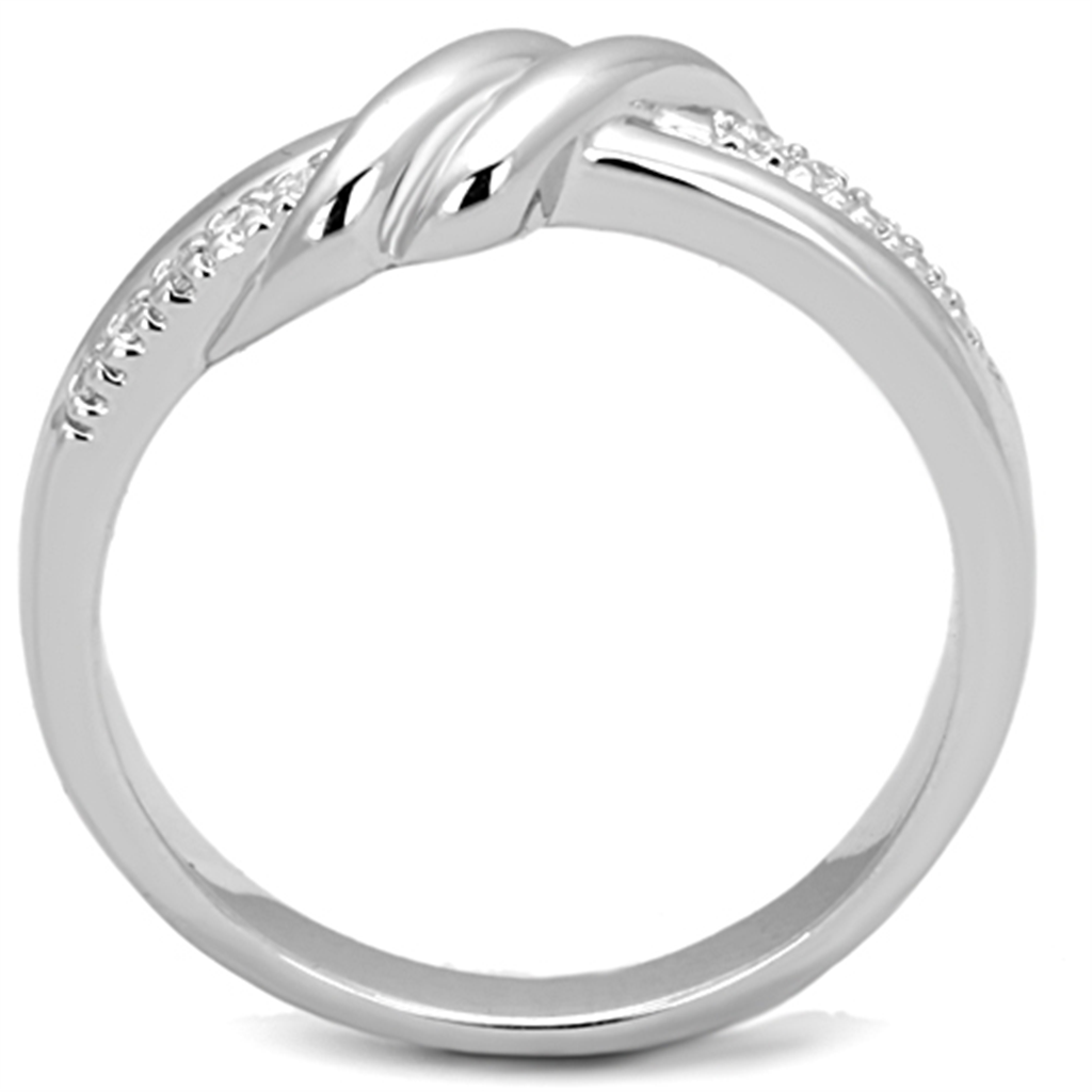 3W741 - Brass Ring Rhodium Women AAA Grade CZ Clear