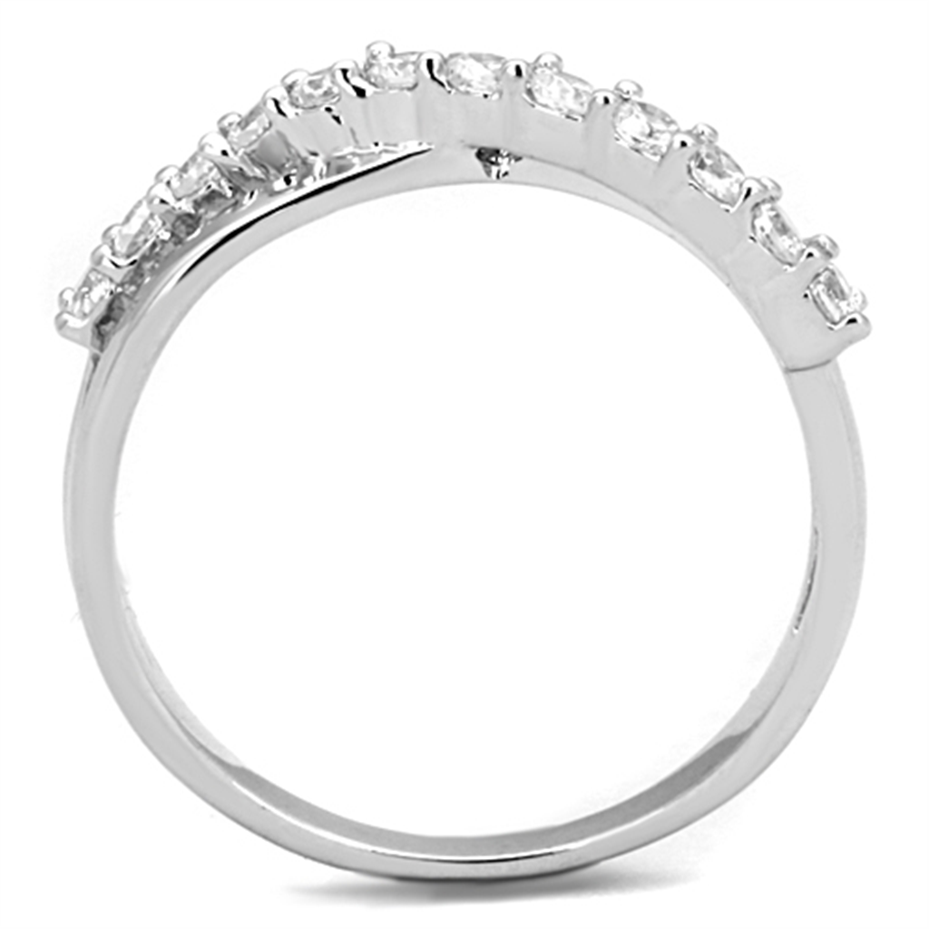 3W742 - Brass Ring Rhodium Women AAA Grade CZ Clear