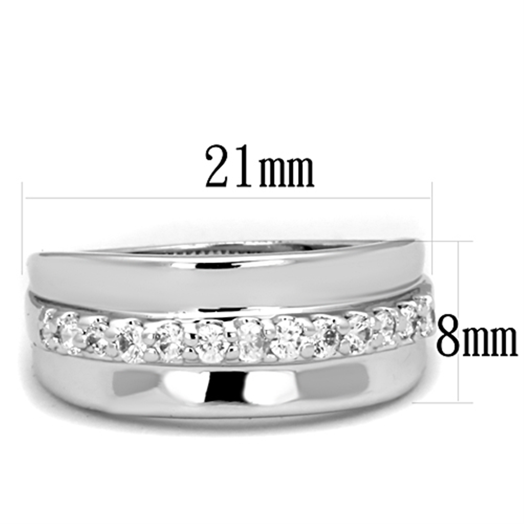 3W748 - Brass Ring Rhodium Women AAA Grade CZ Clear