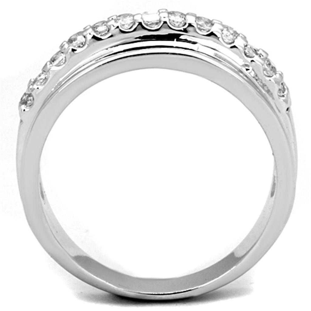 3W748 - Brass Ring Rhodium Women AAA Grade CZ Clear