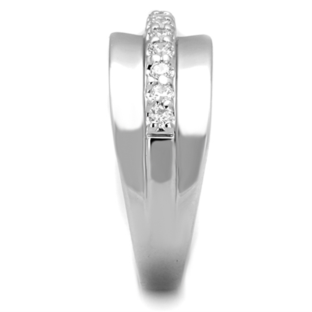 3W748 - Brass Ring Rhodium Women AAA Grade CZ Clear