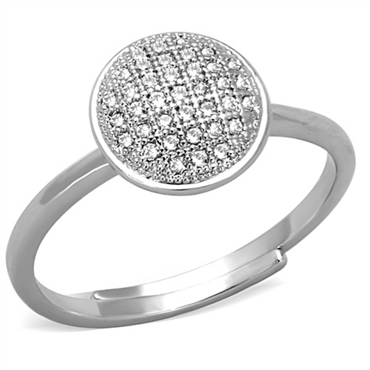 3W749 - Brass Ring Rhodium Women AAA Grade CZ Clear