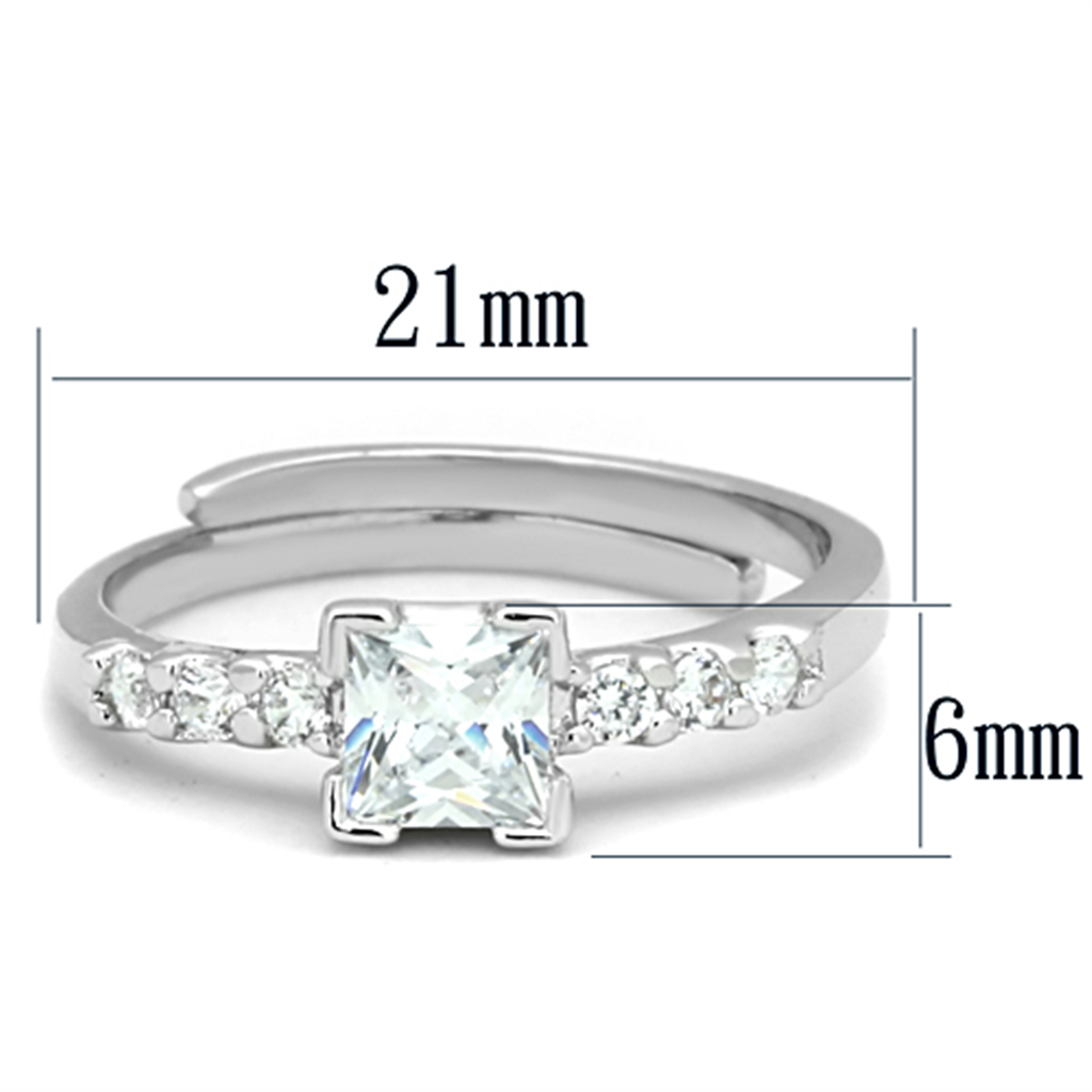 3W751 - Brass Ring Rhodium Women AAA Grade CZ Clear