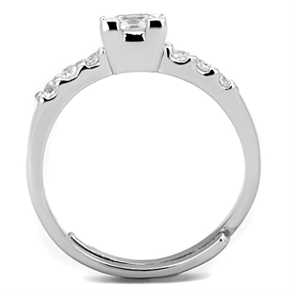 3W751 - Brass Ring Rhodium Women AAA Grade CZ Clear