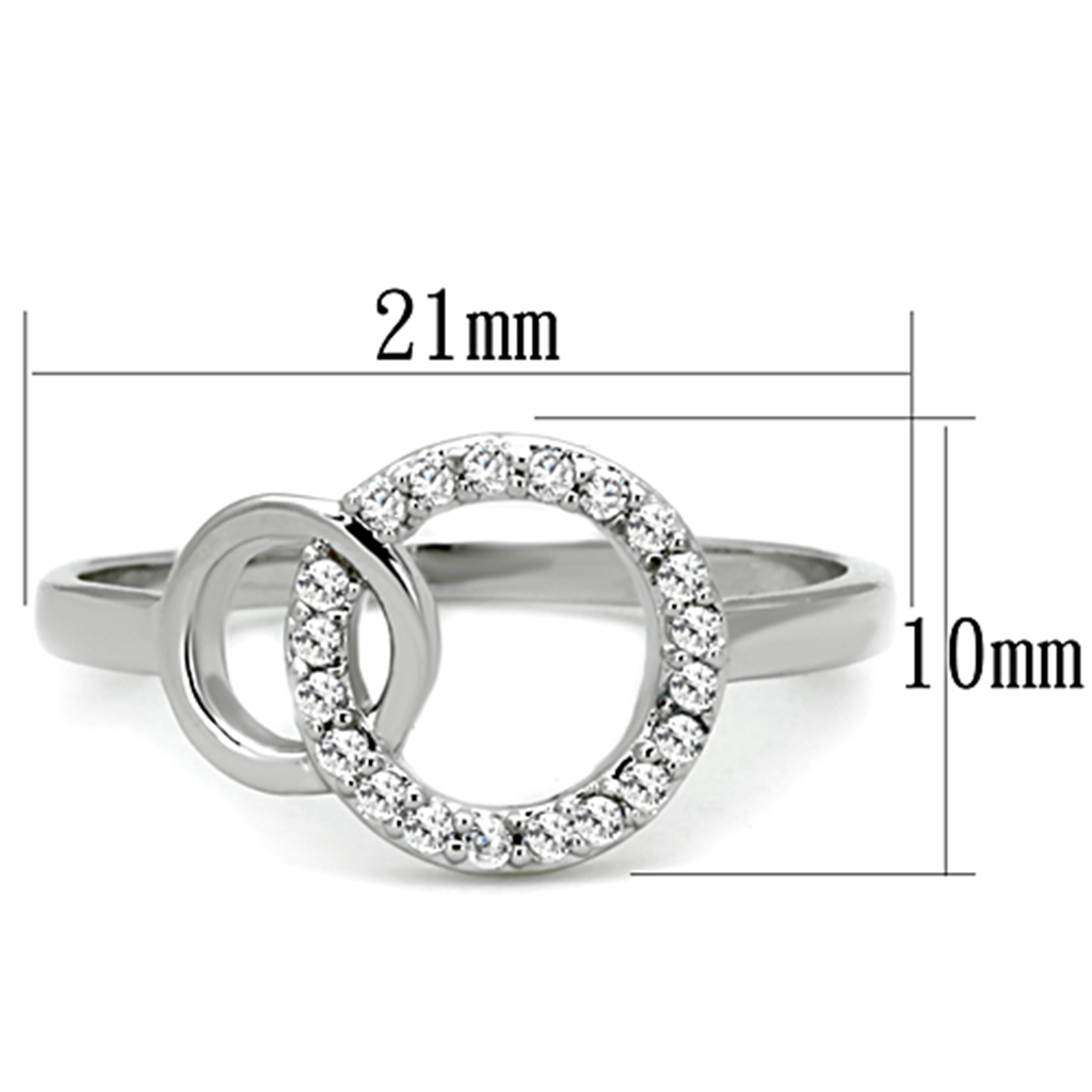 3W756 - Brass Ring Rhodium Women AAA Grade CZ Clear