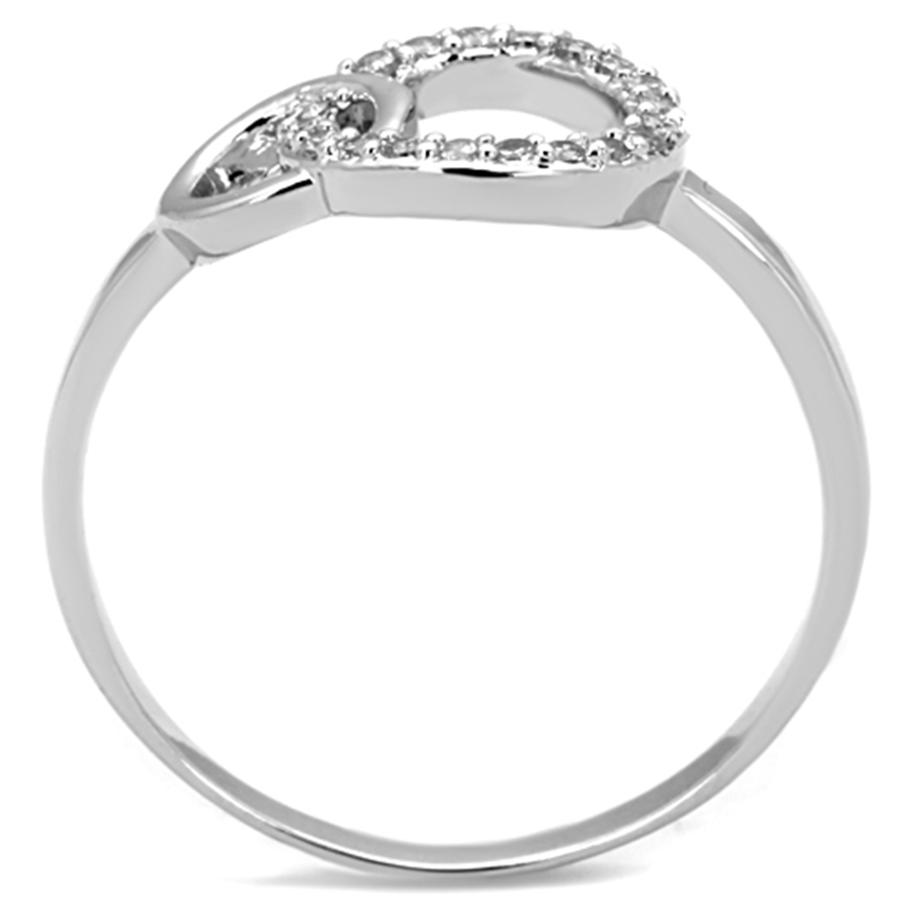 3W756 - Brass Ring Rhodium Women AAA Grade CZ Clear