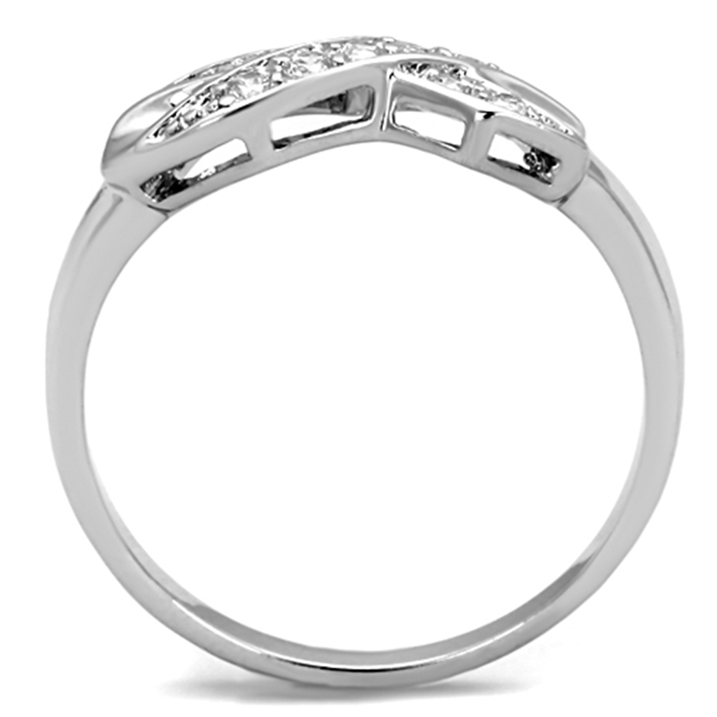 3W757 - Brass Ring Rhodium Women AAA Grade CZ Clear