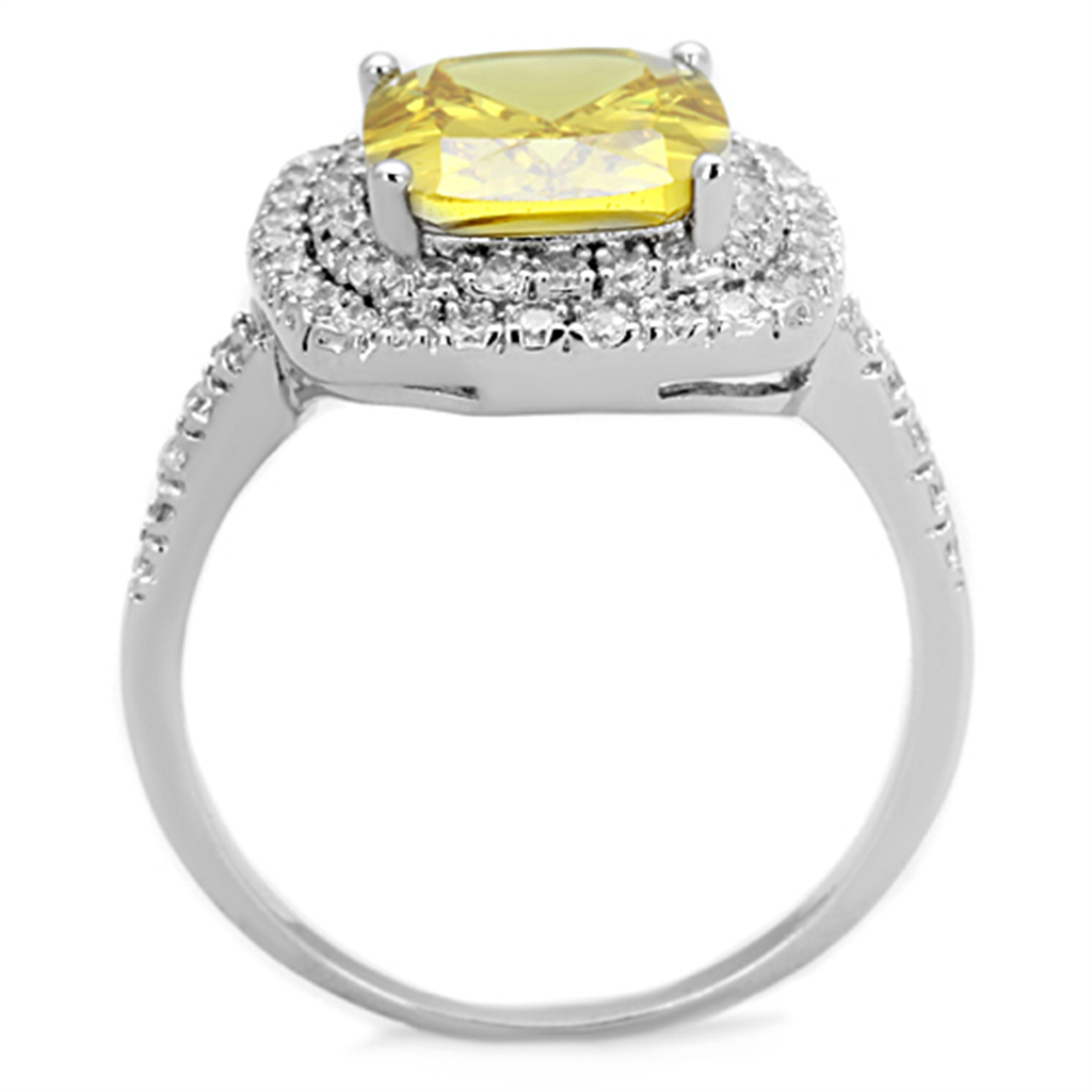 3W760 - Brass Ring Rhodium Women AAA Grade CZ Topaz