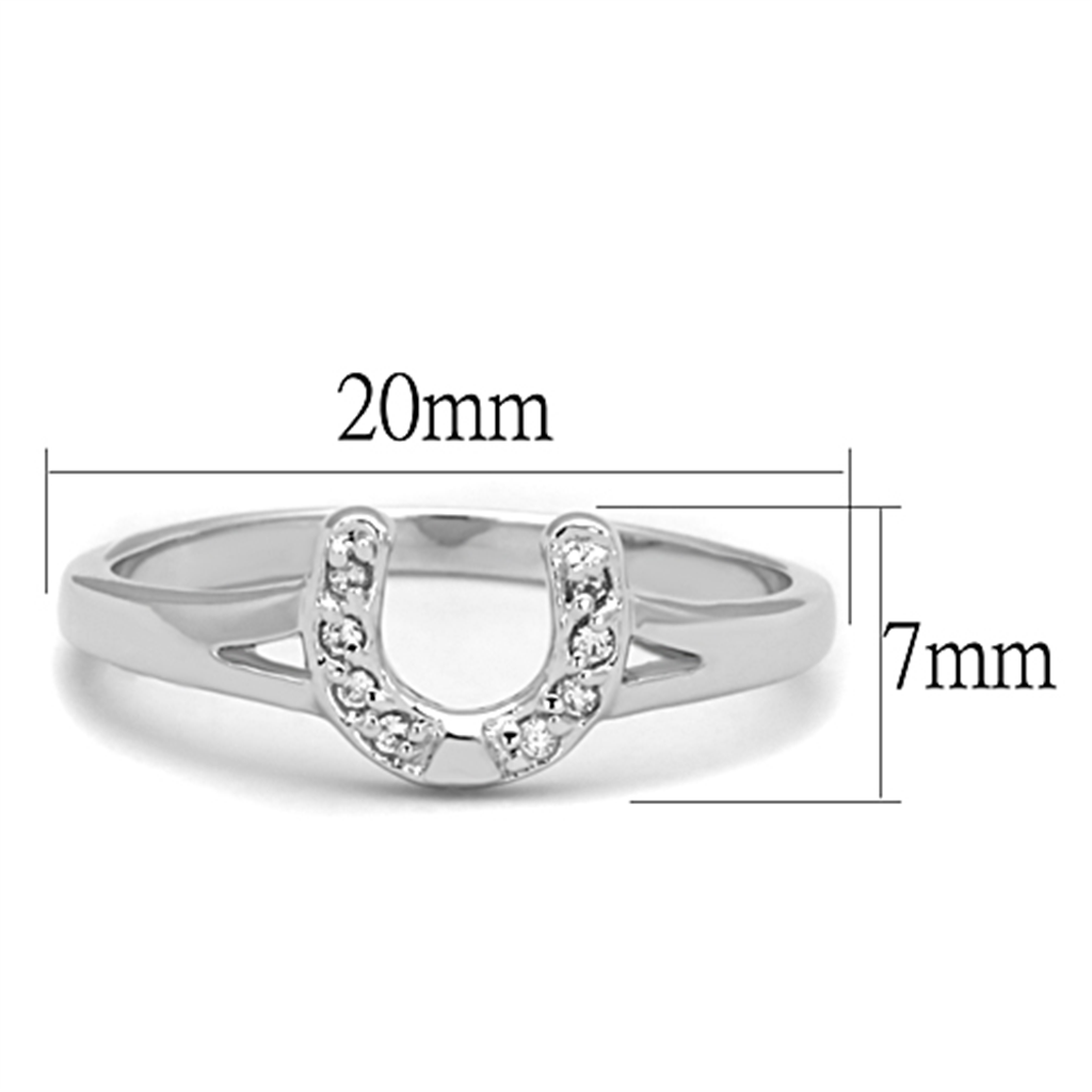 3W762 - Brass Ring Rhodium Women AAA Grade CZ Clear