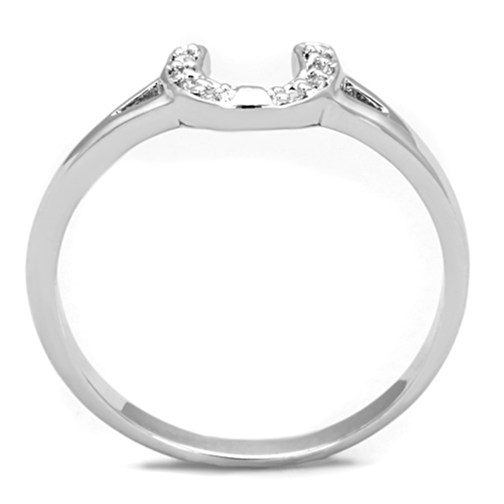 3W762 - Brass Ring Rhodium Women AAA Grade CZ Clear