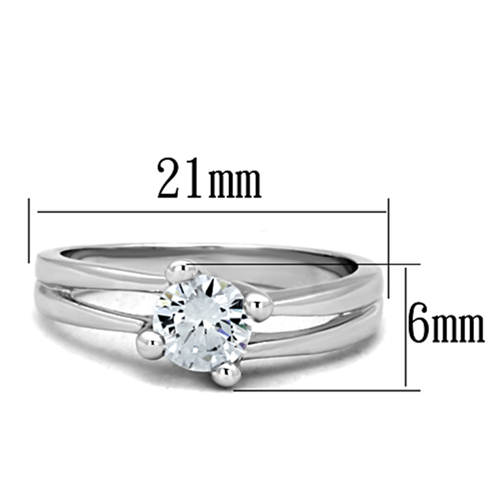 3W764 - Brass Ring Rhodium Women AAA Grade CZ Clear